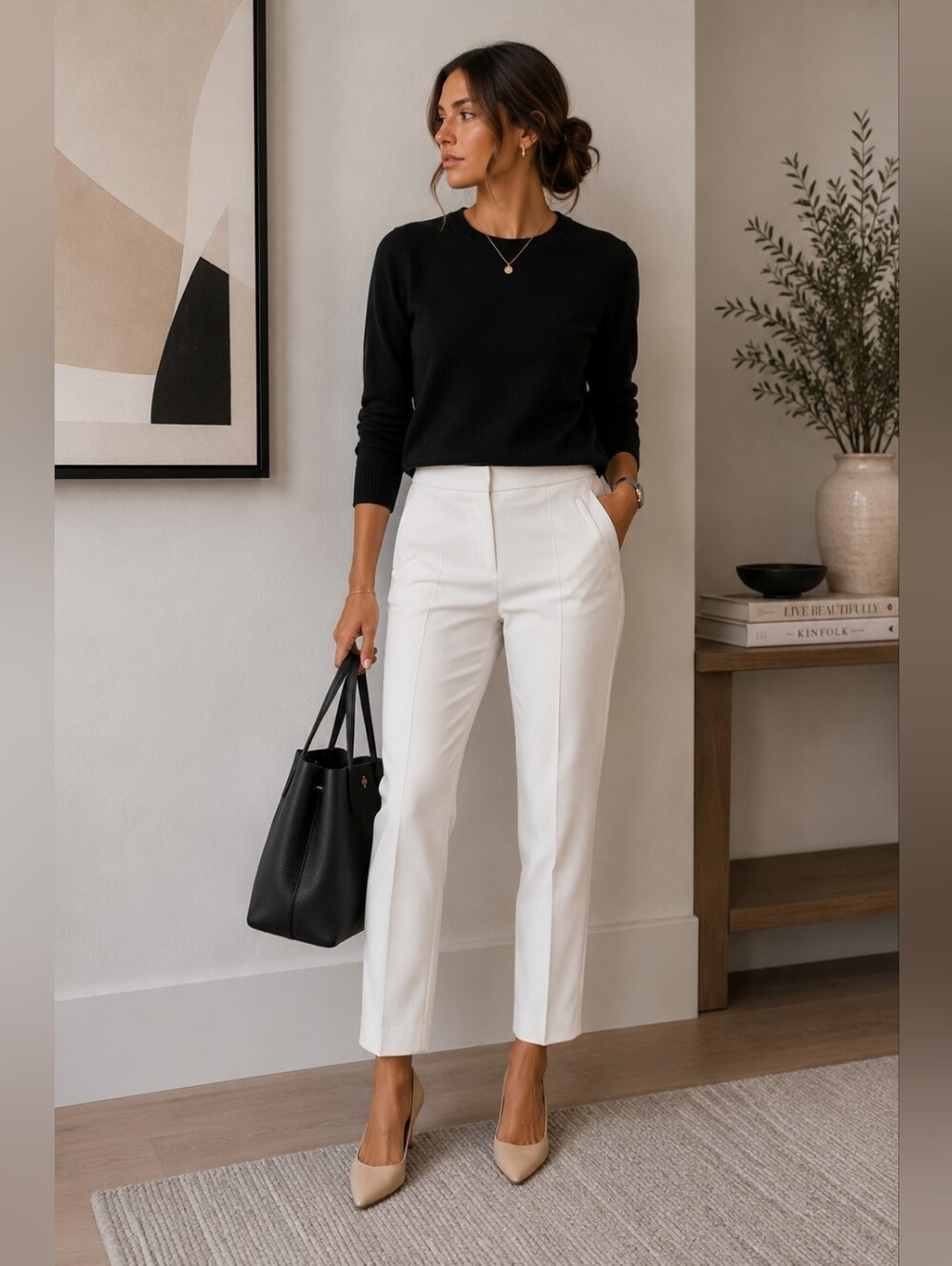 Tory Burch White Tailored Dress Pants
